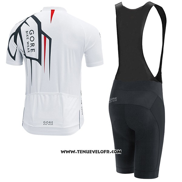 2017 Maillot Ciclismo Gore Bike Wear Power Adrenaline Blanc Manches Courtes et Cuissard
